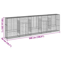 Produktbild för Gabionkorg med skydd 500x50x150 cm galvaniserat järn