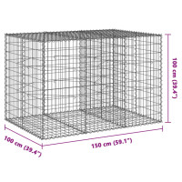 Produktbild för Gabionkorg med skydd 150x100x100 cm galvaniserat järn