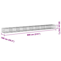 Produktbild för Gabionkorg med skydd 800x100x50 cm galvaniserat järn