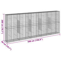 Produktbild för Gabionkorg med skydd 500x50x200 cm galvaniserat järn