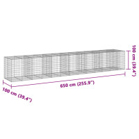 Produktbild för Gabionkorg med skydd 650x100x100 cm galvaniserat järn