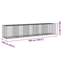 Produktbild för Gabionkorg med skydd 500x100x100 cm galvaniserat järn