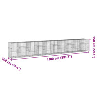 Produktbild för Gabionkorg med skydd 1000x100x150 cm galvaniserat järn