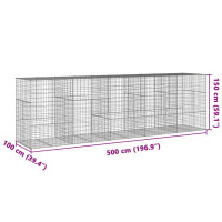 Produktbild för Gabionkorg med skydd 500x100x150 cm galvaniserat järn