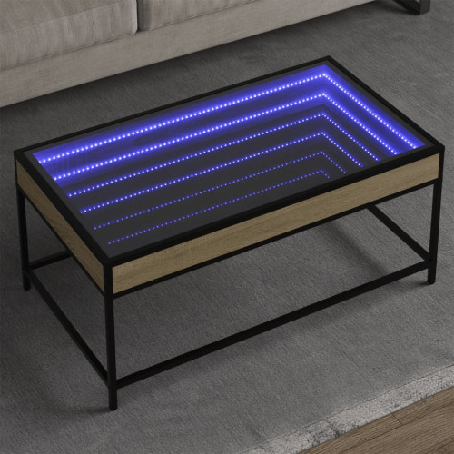 vidaXL Soffbord med Infinity LEDs sonoma-ek 90x50x41 cm