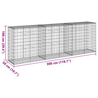 Produktbild för Gabionkorg med skydd 300x50x100 cm galvaniserat järn