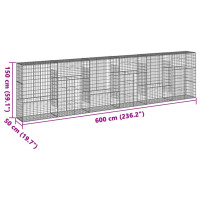 Produktbild för Gabionkorg med skydd 600x50x150 cm galvaniserat järn