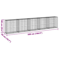 Produktbild för Gabionkorg med skydd 500x50x100 cm galvaniserat järn