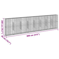 Produktbild för Gabionkorg med skydd 800x50x200 cm galvaniserat järn