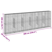 Produktbild för Gabionkorg med skydd 600x50x200 cm galvaniserat järn