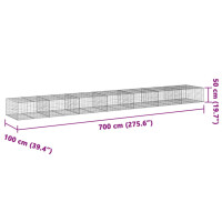 Produktbild för Gabionkorg med skydd 700x100x50 cm galvaniserat järn