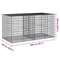 Produktbild för Gabionkorg med skydd 200x100x100 cm galvaniserat järn