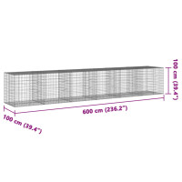 Produktbild för Gabionkorg med skydd 600x100x100 cm galvaniserat järn