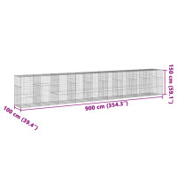 Produktbild för Gabionkorg med skydd 900x100x150 cm galvaniserat järn