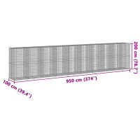 Produktbild för Gabionkorg med skydd 950x100x200 cm galvaniserat järn