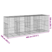 Produktbild för Gabionkorg med skydd 400x100x150 cm galvaniserat järn