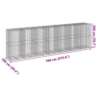 Produktbild för Gabionkorg med skydd 700x100x200 cm galvaniserat järn