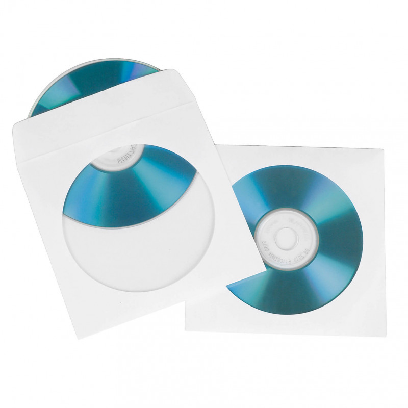 Produktbild för CD/DVD-ficka Papper Vit 100-pack