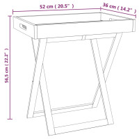 Produktbild för Hopfällbart brickbord 52x36x56,5 cm massivt valnötsträ