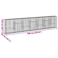 Produktbild för Gabionkorg med skydd 700x50x150 cm galvaniserat järn