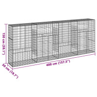 Produktbild för Gabionkorg med skydd 400x50x150 cm galvaniserat järn