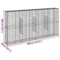 Produktbild för Gabionkorg med skydd 400x50x200 cm galvaniserat järn