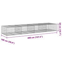 Produktbild för Gabionkorg med skydd 400x100x50 cm galvaniserat järn