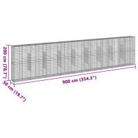 Produktbild för Gabionkorg med skydd 900x50x200 cm galvaniserat järn