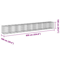 Produktbild för Gabionkorg med skydd 850x100x100 cm galvaniserat järn