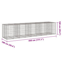 Produktbild för Gabionkorg med skydd 450x100x100 cm galvaniserat järn