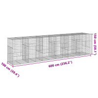 Produktbild för Gabionkorg med skydd 600x100x150 cm galvaniserat järn