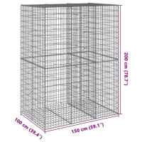 Produktbild för Gabionkorg med skydd 150x100x200 cm galvaniserat järn