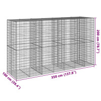 Produktbild för Gabionkorg med skydd 350x100x200 cm galvaniserat järn