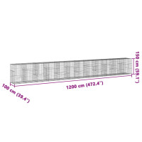 Produktbild för Gabionkorg med skydd 1200x100x150 cm galvaniserat järn