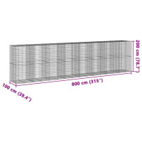 Produktbild för Gabionkorg med skydd 800x100x200 cm galvaniserat järn