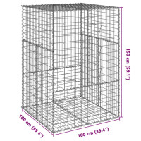 Produktbild för Gabionkorg med skydd 100x100x150 cm galvaniserat järn