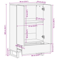 Produktbild för Högskåp 60x34x100 cm massivt mangoträ