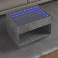 Produktbild för Soffbord med Infinity LEDs betonggrå 70x50x50 cm