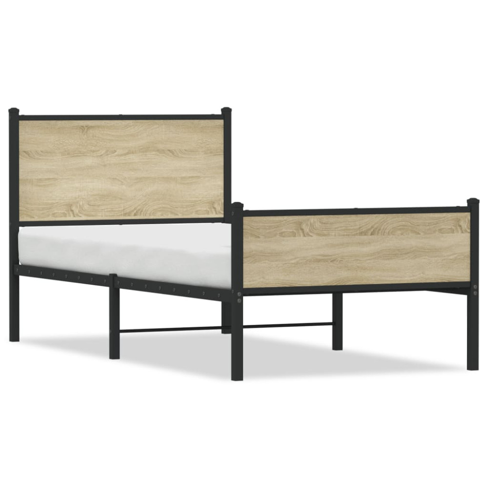 Produktbild för Sängram utan madrass metall sonoma-ek 107x203 cm
