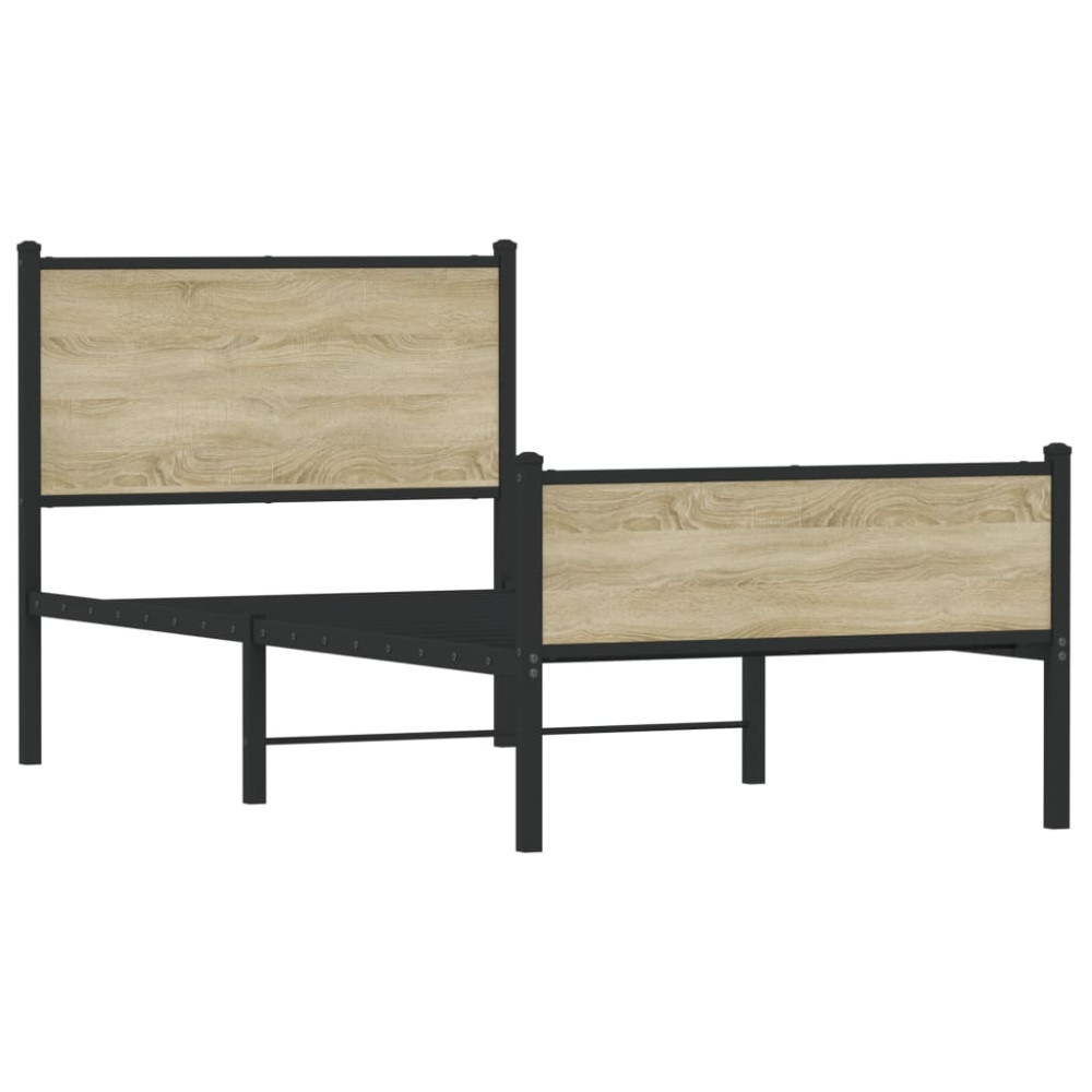 Produktbild för Sängram utan madrass metall sonoma-ek 107x203 cm