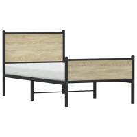 Produktbild för Sängram utan madrass metall sonoma-ek 107x203 cm