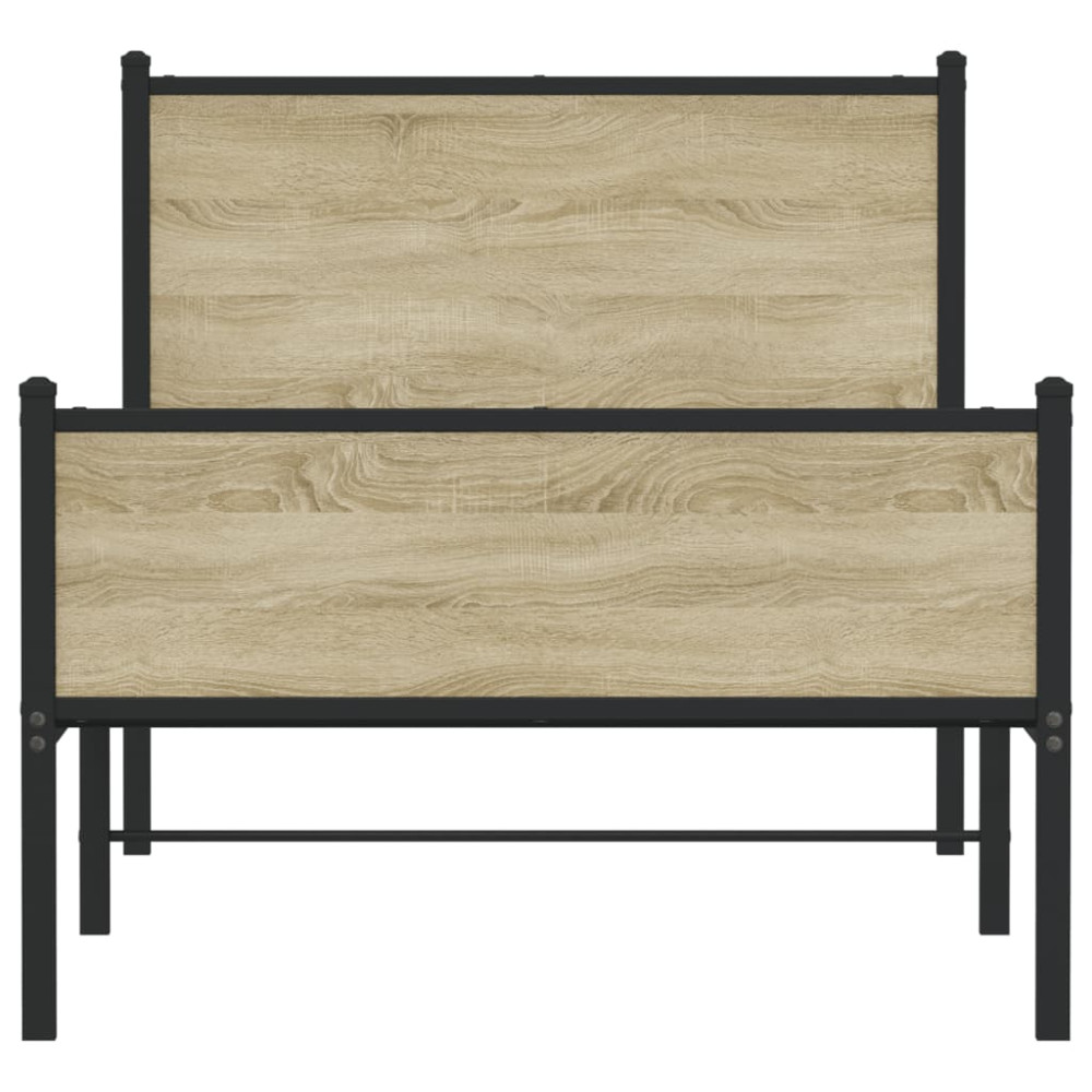 Produktbild för Sängram utan madrass metall sonoma-ek 107x203 cm