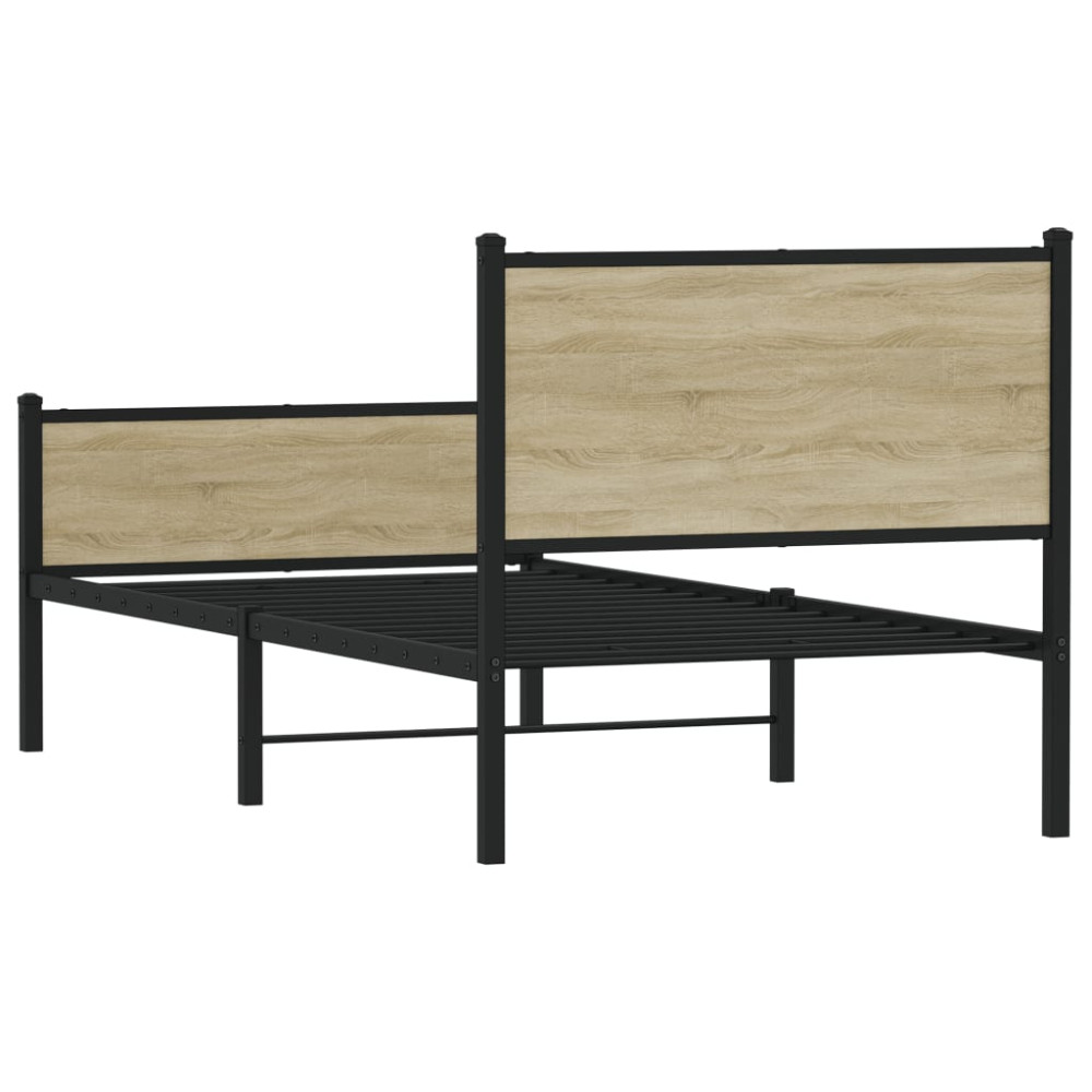 Produktbild för Sängram utan madrass metall sonoma-ek 107x203 cm