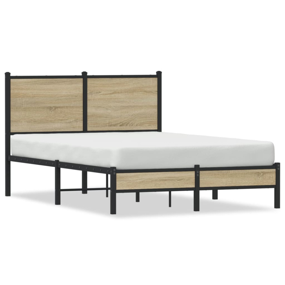 Produktbild för Sängram utan madrass metall sonoma-ek 120x200 cm