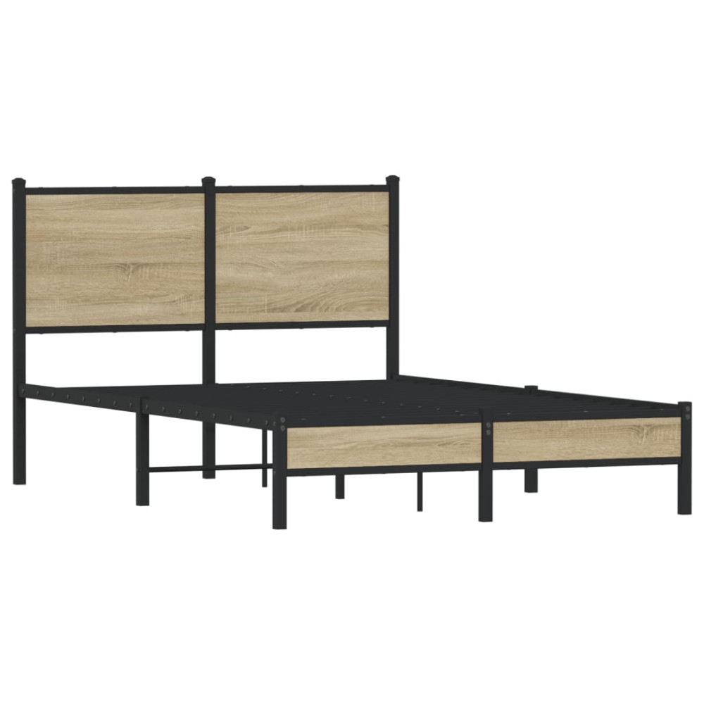 Produktbild för Sängram utan madrass metall sonoma-ek 120x200 cm