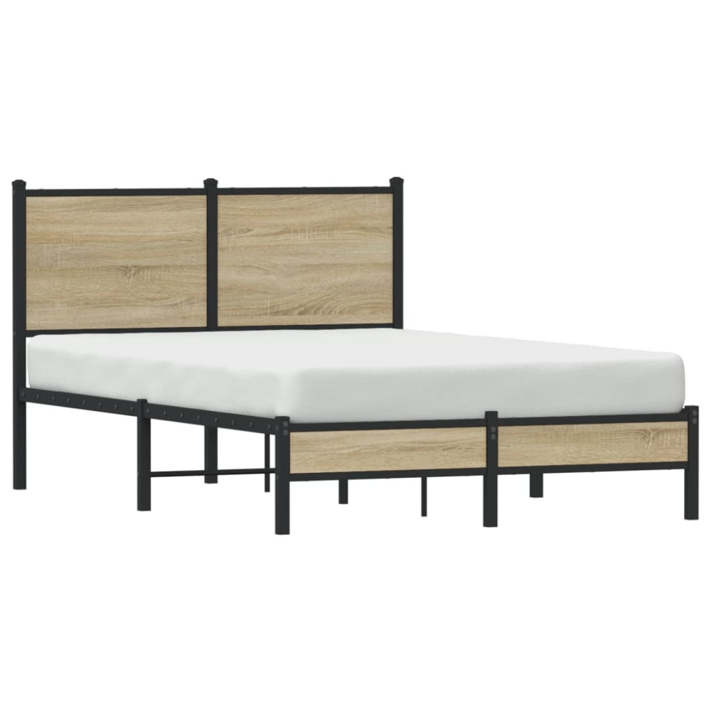 Produktbild för Sängram utan madrass metall sonoma-ek 120x200 cm