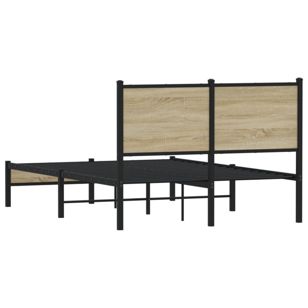 Produktbild för Sängram utan madrass metall sonoma-ek 120x200 cm