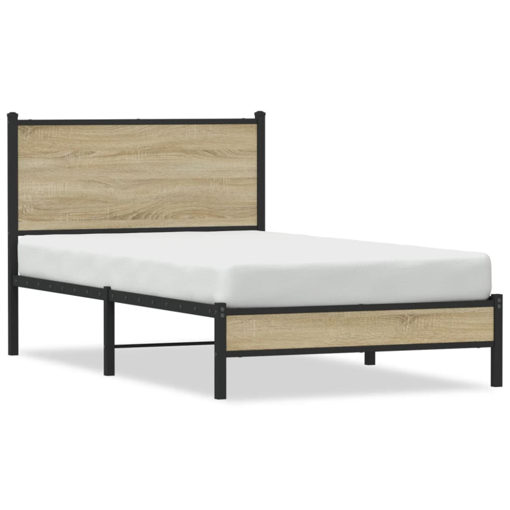 Produktbild för Sängram utan madrass metall sonoma-ek 107x203 cm