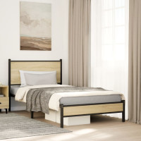 Produktbild för Sängram utan madrass metall sonoma-ek 107x203 cm