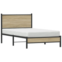 Produktbild för Sängram utan madrass metall sonoma-ek 107x203 cm